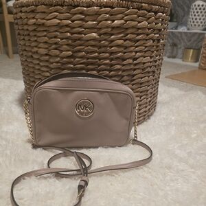 Michael Kors Beige Crossbody Bag with Gold Accents